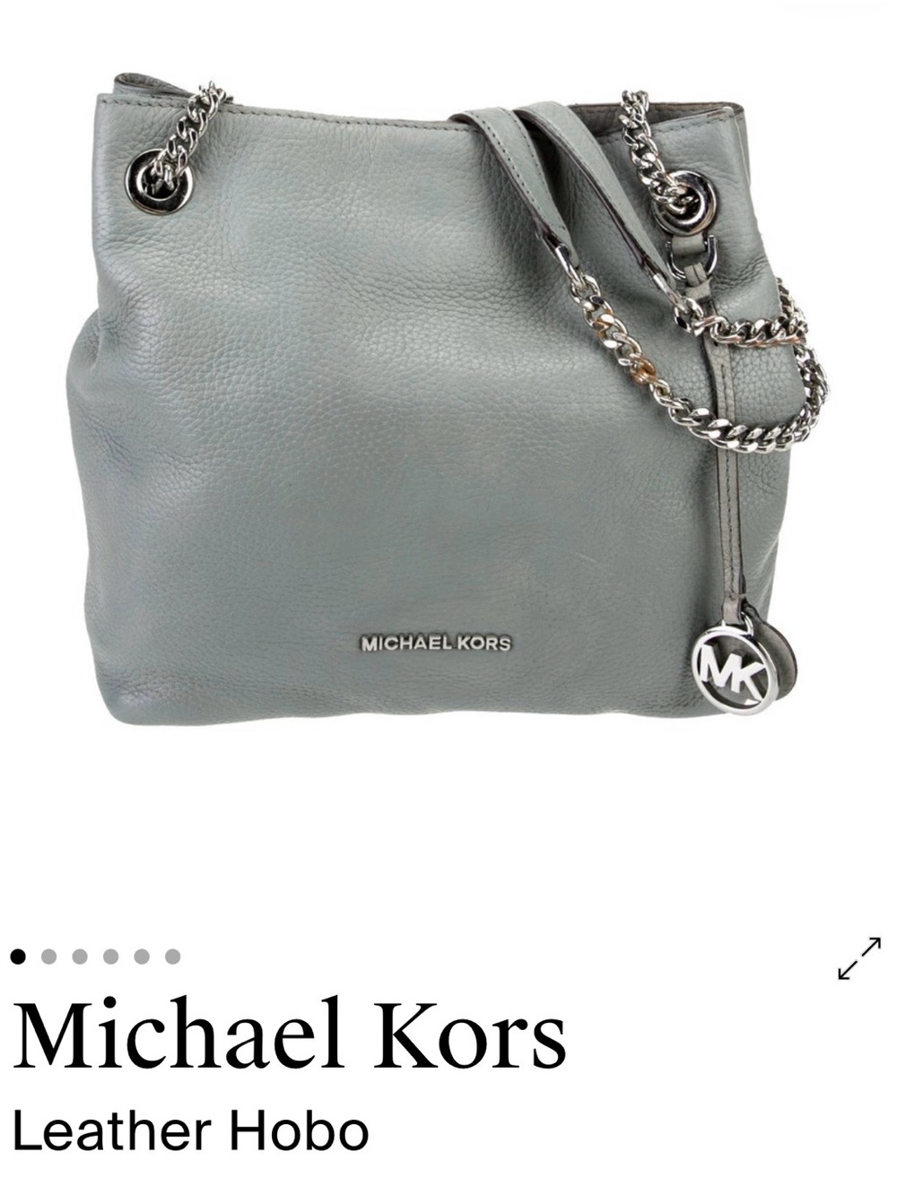 Michael Kors Pebbled Leather Hobo in Light Gray-Blue with Silver Hardware